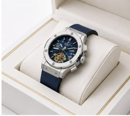 RMS Royal Blue Luxury Automatic Skeleton Watch for Men | Premium Silicone Strap