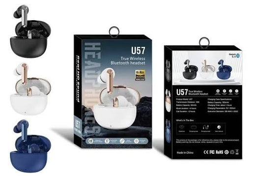 U57 True Wireless Bluetooth 5.4 Earbuds with Hi-Res Audio, Touch Control & Fast Charging – Noise Reduction, Long Battery Life