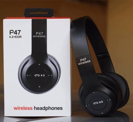 P47 Foldable Bluetooth Wireless Headphones with Built-in Microphone, FM Radio, TF Card Support, for PC, TV, Smartphones,