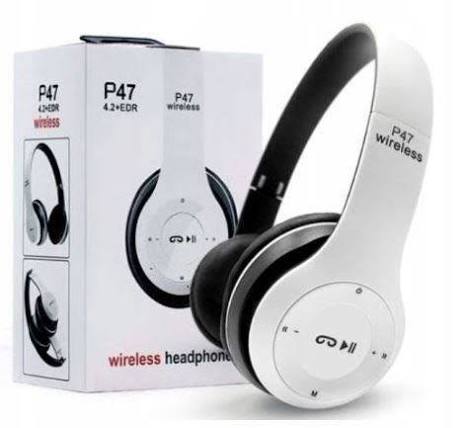 P47 Foldable Bluetooth Wireless Headphones with Built-in Microphone, FM Radio, TF Card Support, for PC, TV, Smartphones,
