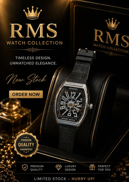 Luxury Men’s Black Watch – Premium Analog Wristwatch | RMS Watch Collection